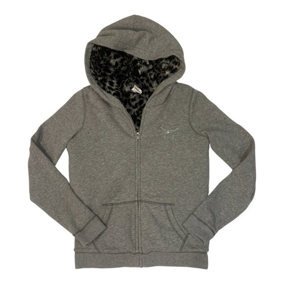 PINK Victoria's Secret Faux Fur Blinged out Full Zip Hoodie, RARE, XS, Grey, EUC - Picture 8 of 10